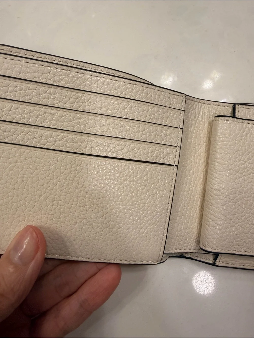 Coach Men’s Pebbled Leather Bifold Wallet — Cream
